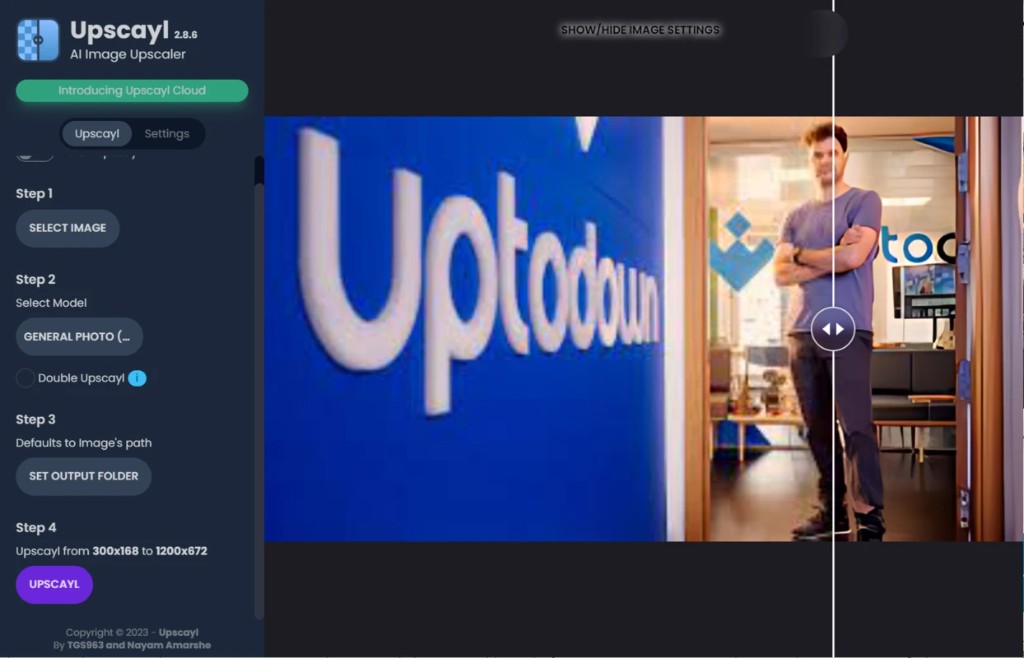 Upscayl: slider de comparación y calidad ampliada